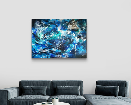 高度六000からの蒼 / 抽象画 65×90㎝ キャンバス 原画 モダンアート