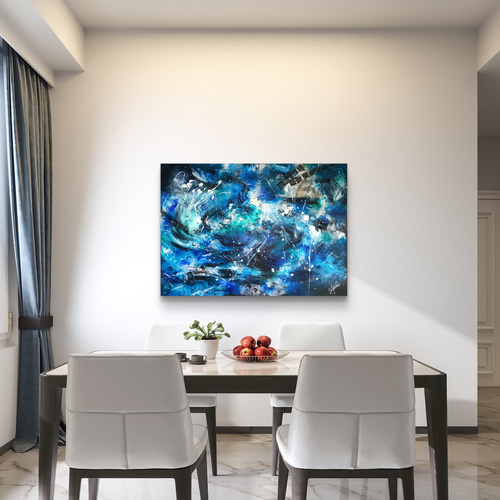 高度六000からの蒼 / 抽象画 65×90㎝ キャンバス 原画 モダンアート