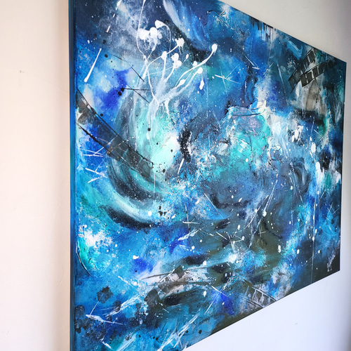 高度六000からの蒼 / 抽象画 65×90㎝ キャンバス 原画 モダンアート