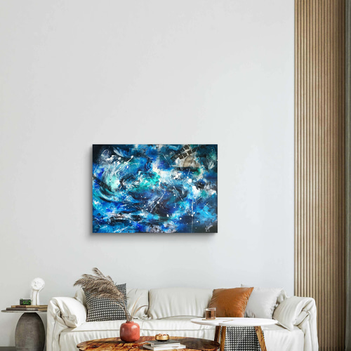 高度六000からの蒼 / 抽象画 65×90㎝ キャンバス 原画 モダンアート