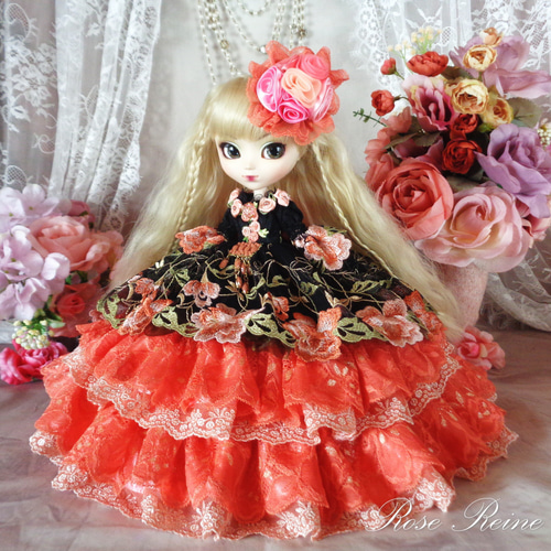ベルサイユの薔薇 花の女王 大人の甘さ香るコーラルオーバーフリルドールドレス ベルサイユの薔薇 花の女王 大人の甘さ香るコーラルオーバーフリル