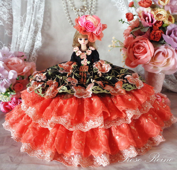 ベルサイユの薔薇 花の女王 大人の甘さ香るコーラルオーバーフリルドールドレス ベルサイユの薔薇 花の女王 大人の甘さ香るコーラルオーバーフリル