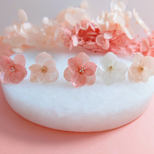 new!!紫陽花ドロップス・ニュアンスピンク【イヤリング・ピアス
