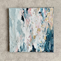 アクリル画テクスチャーアートno.16ベージュゴールド大輪の花抽象画