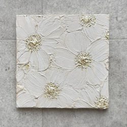 アクリル画テクスチャーアートno.16ベージュゴールド大輪の花抽象画