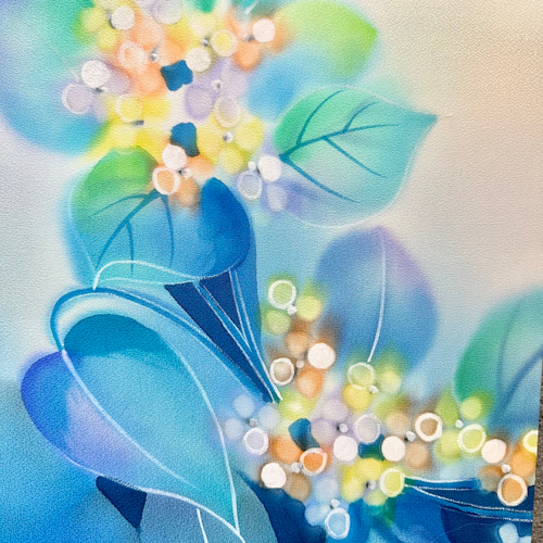 ヴィンテージ着物 ファブリックパネル 光の紫陽花 30×30cm 和モダン