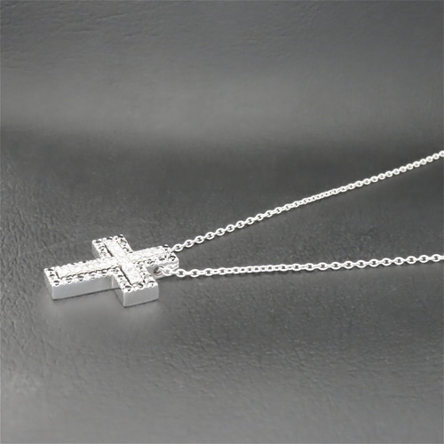 クロスネックレス シルバー925 【刻印無料】 キュービックジルコニア
