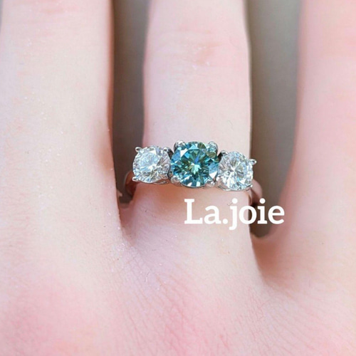 最高品質 (1ct) モアサナイト グリーンサファイア リング 【9号】 最高品質 モアサナイト グリーン 3STONE リング silver925 指輪