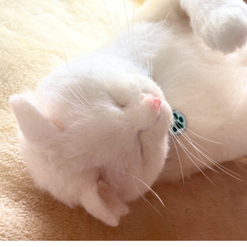 羊毛フェルト うちの子オーダー へそ天ポーズでお昼寝 羊毛フェルト