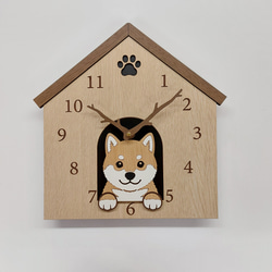 【電波時計】他犬種可　2匹のワンちゃんが寄り添う電波デジタル時計 柴犬　赤と黒 電波時計】ワンちゃんが寄り添う電波デジタル時計 ― 柴犬 オレンジ