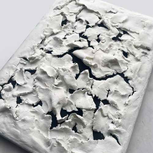黒と白の立体的なアート 抽象画 絵画 壁掛け テクスチャ―アート