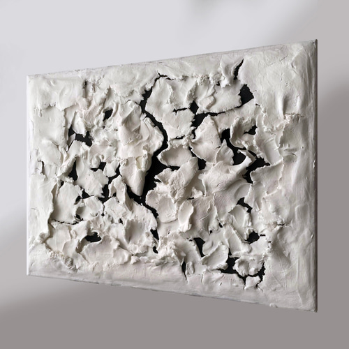 抽象アート ホワイト 立体的な絵画 黒と白の立体的なアート 抽象画 絵画 壁掛け テクスチャ―アート