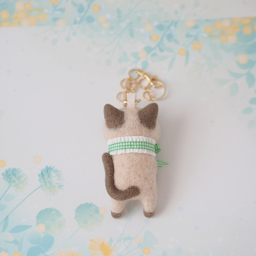 猫・シャム・羊毛フェルト バッグチャーム シャム猫 羊毛フェルト