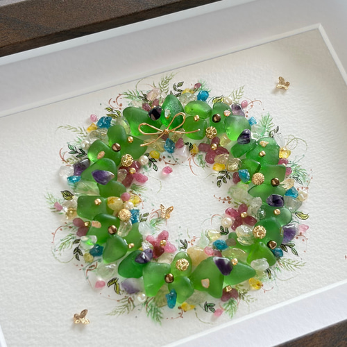 みときち　小花のリース シーグラスアート｜花 インテリア フラワー シーグラスアート 小花のリース｜花 インテリア フラワー ギフト