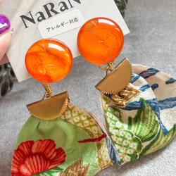 596≫シー陶器のピアス｜島根の海｜ブルー模様×ゴールドライン｜一点