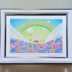 パステルアート 紫陽花 雨の日の贈り物 パステル画原画 絵画 T's Arts