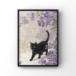 絵画。壁掛け原画【素敵なピアノ曲と椅子の上で寝たい猫】 絵画 アカザ