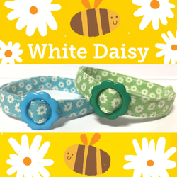 White Daisy＊迷子札付＊フルオーダーの軽い首輪 1枚目の画像