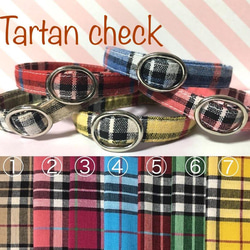 Tartan cheak＊迷子札付＊フルオーダーの軽い首輪 1枚目の画像