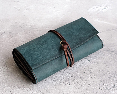 Lazy Follow プエブロ ブルー レザー長財布 Lazy Follow プエブロ ブルー レザー長財布