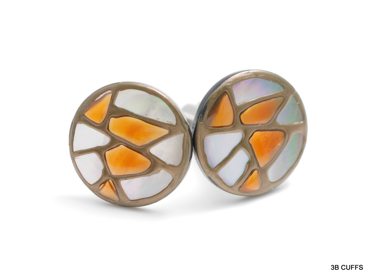 【20mmで再登場】オレンジバージョン: ステンドグラスの凛とした美しいカフスボタン Premium 068 6,480円