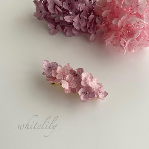 紫陽花アナベルのバレッタ〜優しいキモチ〜 バレッタ Whitelily 通販