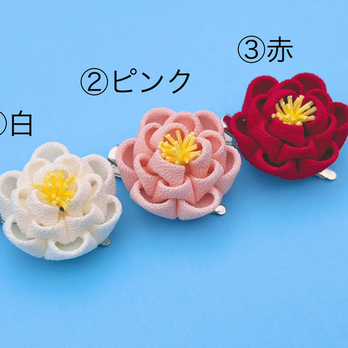 椿 凛と一輪咲き ✳︎ 椿の髪飾り ✳︎ 白 ピンク 赤/ つまみ細工 成人