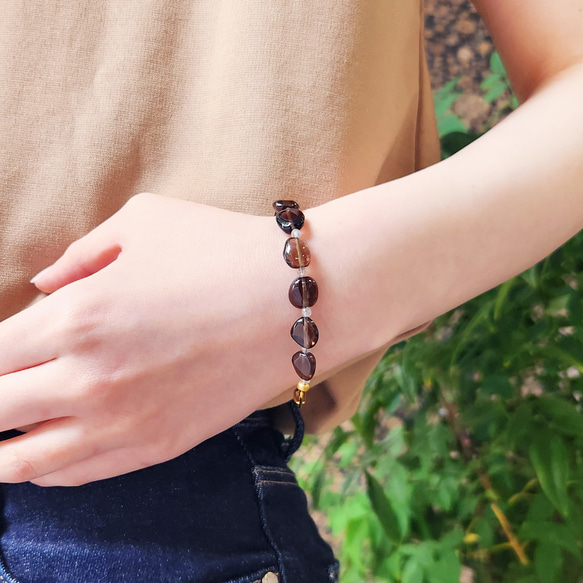 煙晶和醫用不銹鋼鏈手鍊 - Kokage 第3張的照片