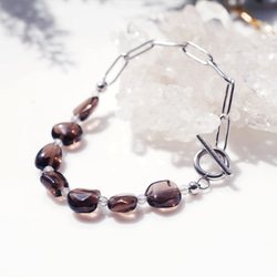 煙晶和醫用不銹鋼鏈手鍊 - Kokage 第5張的照片