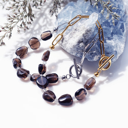 煙晶和醫用不銹鋼鏈手鍊 - Kokage 第4張的照片