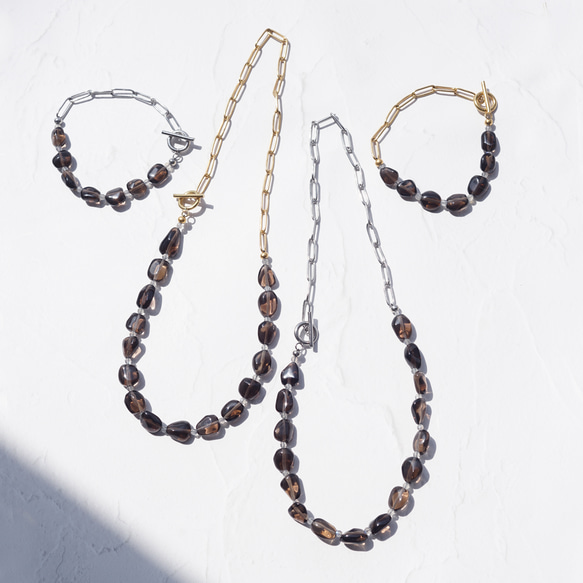 煙晶和醫用不銹鋼鏈手鍊 - Kokage 第6張的照片