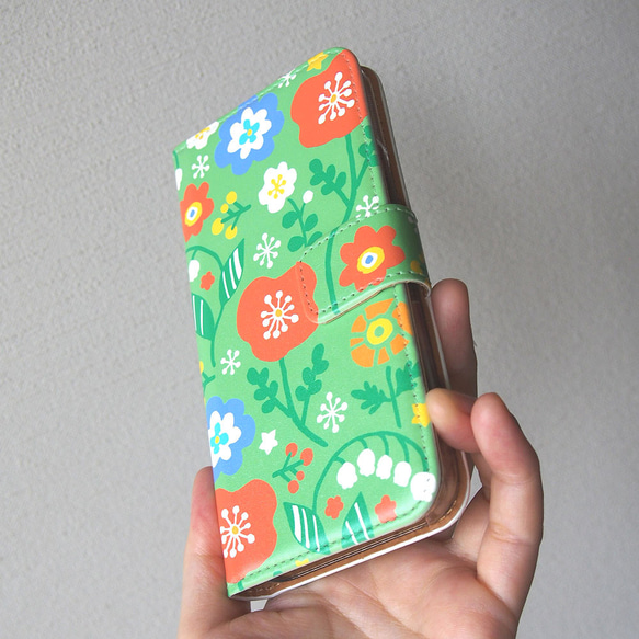 花朵＜檸檬綠＞筆電型智慧型手機保護殼#相容iPhone15 第9張的照片