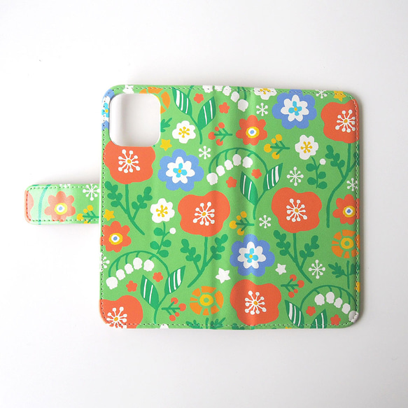 花朵＜檸檬綠＞筆電型智慧型手機保護殼#相容iPhone15 第3張的照片