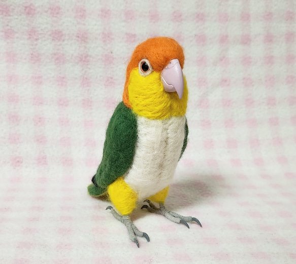 ライフサイズ♪ シロハラインコ 羊毛フェルト 羊毛インコ　受注作成　羊毛フィギュア　メモリアル　工房小鳥屋さん　 1枚目の画像