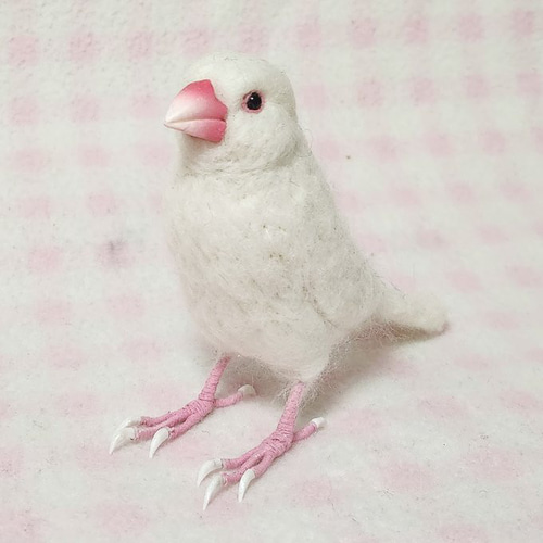 ほぼライフサイズ♪ 白文鳥 羊毛フェルト 文鳥☆クチバシの色相談可能