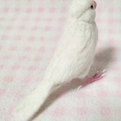 ほぼライフサイズ♪ 白文鳥 羊毛フェルト 文鳥☆クチバシの色相談可能