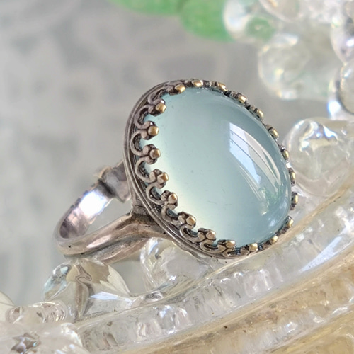 Sea Blue カルセドニー アンティークシルバー ring（8～23号・SV925