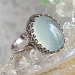 Sea Blue カルセドニー アンティークシルバー ring（8～23号・SV925