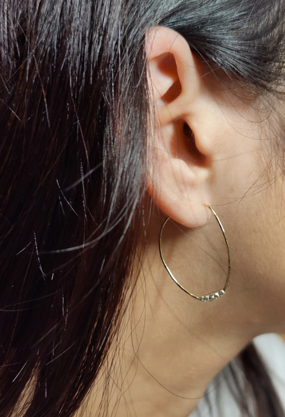 k14gf 管狀方形耳環 第7張的照片