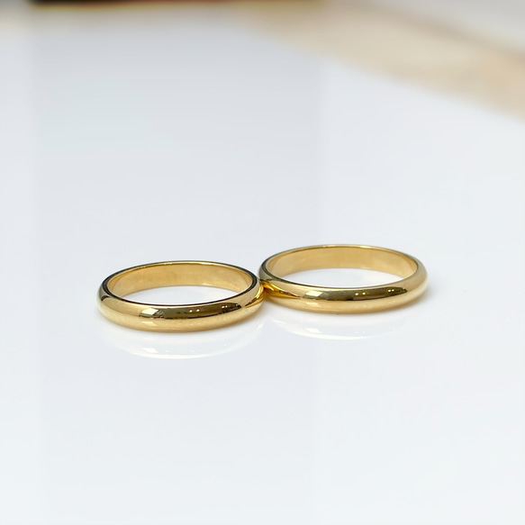 『幸運を呼ぶゴールドリング』ゴールド ペアリング マリッジリング 結婚指輪 ステンレス 名入れ 刻印 ギフト 6枚目の画像