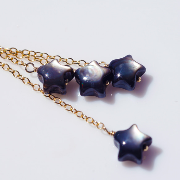 彩虹般的流星耳環，以黑珍珠製成～Shooting Star 第4張的照片