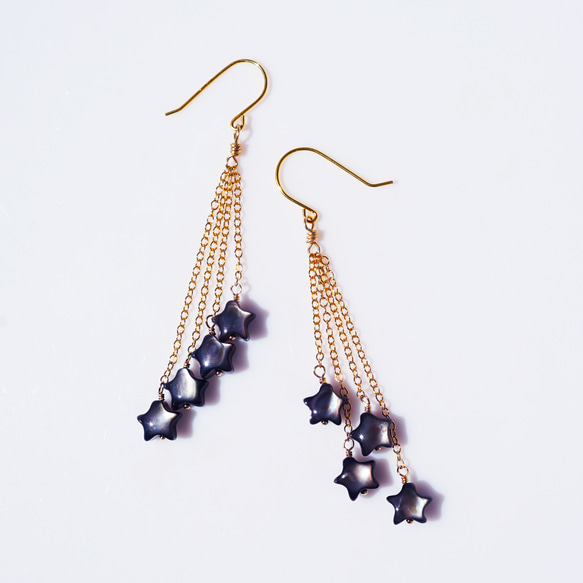 彩虹般的流星耳環，以黑珍珠製成～Shooting Star 第7張的照片