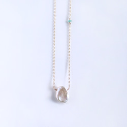 14KGF 40cm Necklace with Pearl and Emerald 第6張的照片