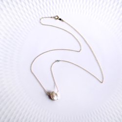 14KGF 40cm Necklace with Pearl and Emerald 第2張的照片