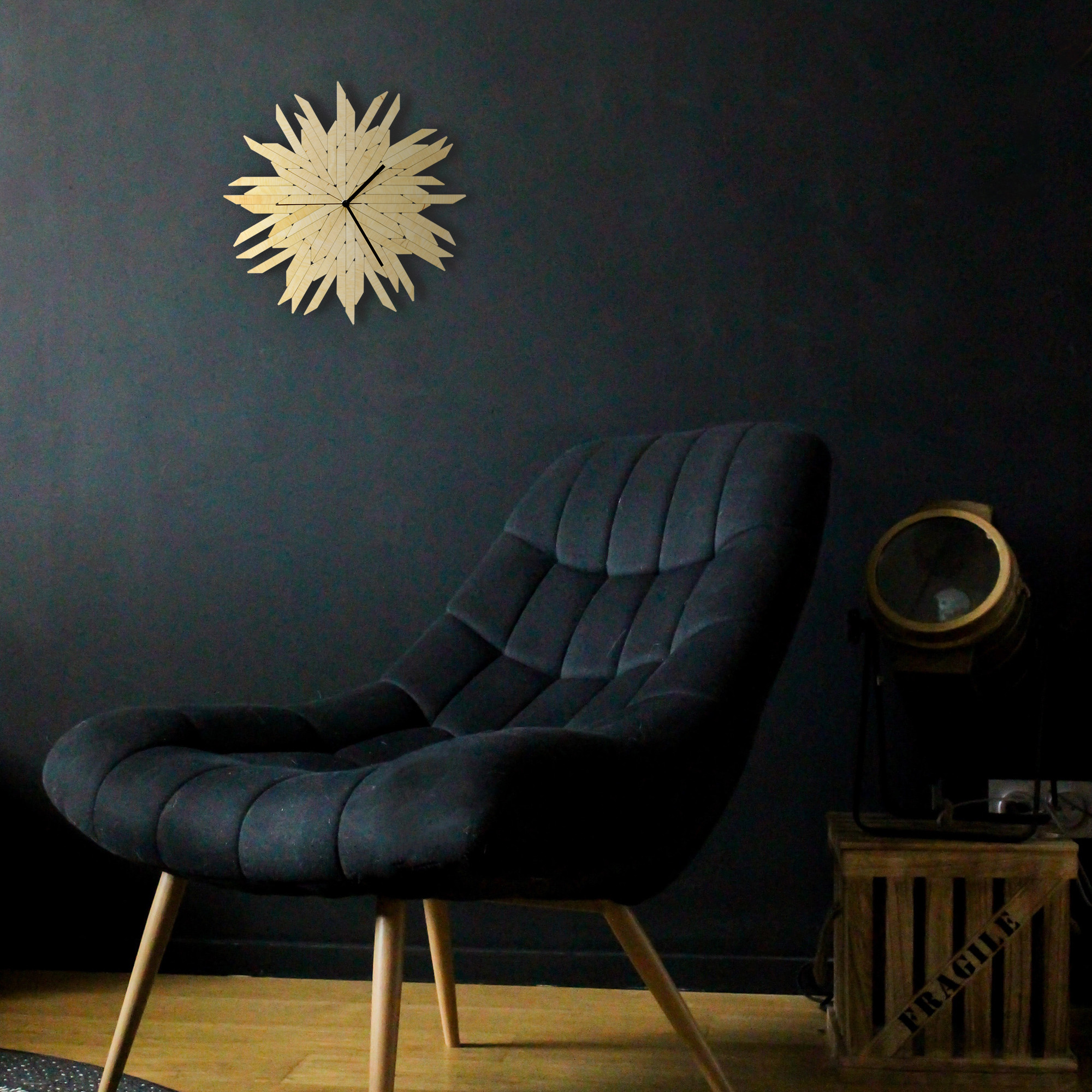 木製の壁時計Haystack (乾草の山) ナチュラル - 41cm有機天然木時計