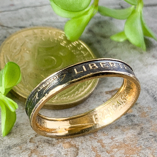 シンプル フランスCENTIMESスリムコインリング アンティーク