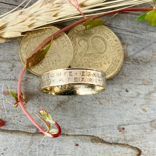 フランスCENTIMES 幅広コインリング ユニセックス ゴールド