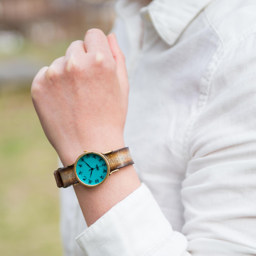 江戸文字腕時計M渋青緑 腕時計 カエルの時計屋さん（OLIE） 通販