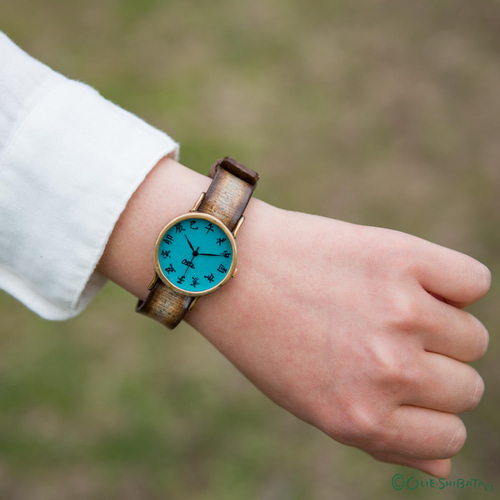 江戸文字腕時計M渋青緑 腕時計 カエルの時計屋さん（OLIE） 通販