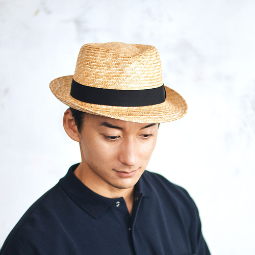 ノア Noa 中折れ 麦わら帽子 ナチュラル ブラックリボン 59cm [UK-H005